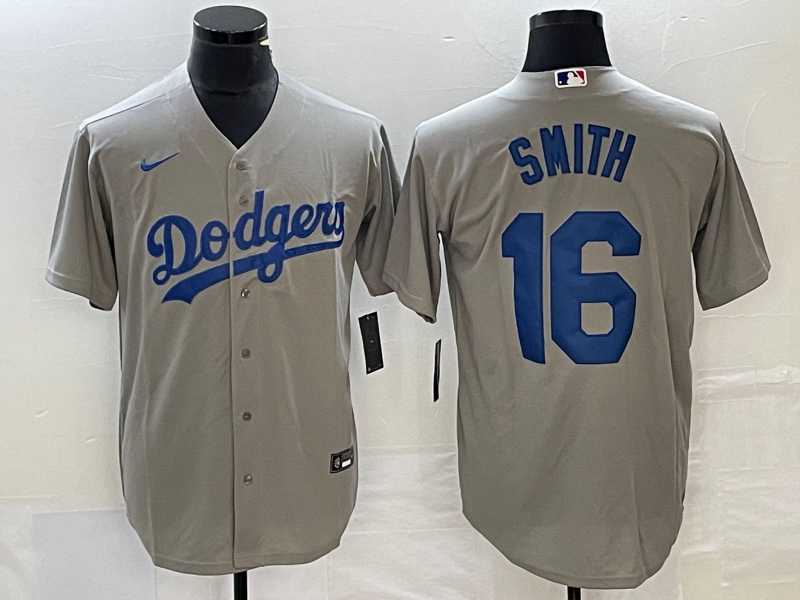 Men%27s Los Angeles Dodgers #16 Will Smith Grey Stitched Cool Base Nike Jersey->los angeles dodgers->MLB Jersey